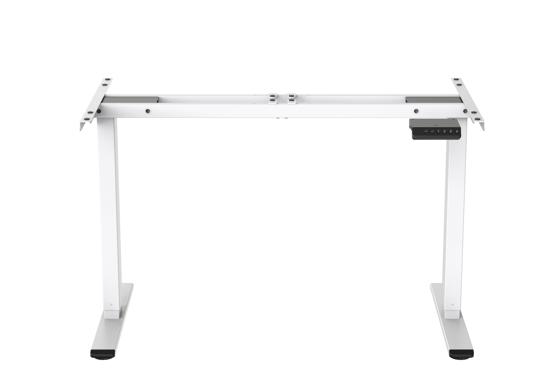 Das HC Home & Living Elektrisch höhenverstellbares Tischgestell 70-119 cm hat zwei stabile Beine, einen Querträger und ein Bedienfeld rechts. Es bietet ergonomische Flexibilität; Tischplatte nicht enthalten.